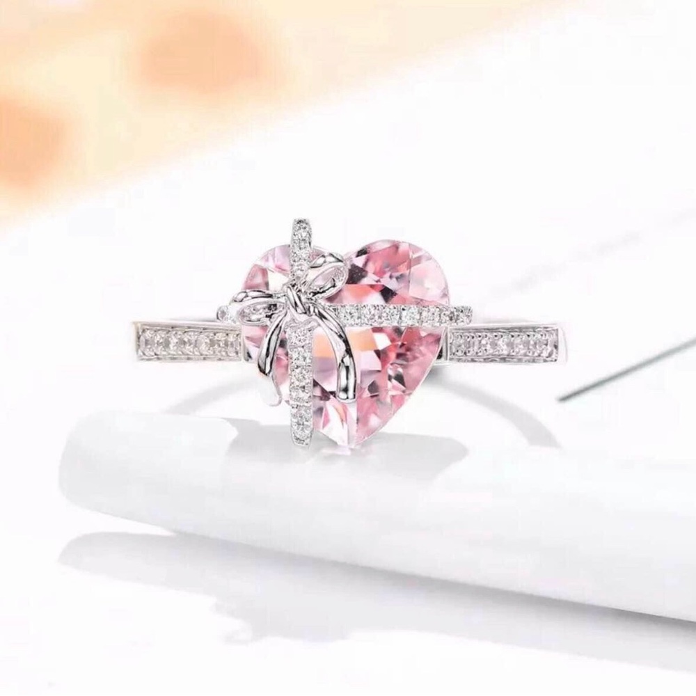 Sterling silver and pink topaz ring